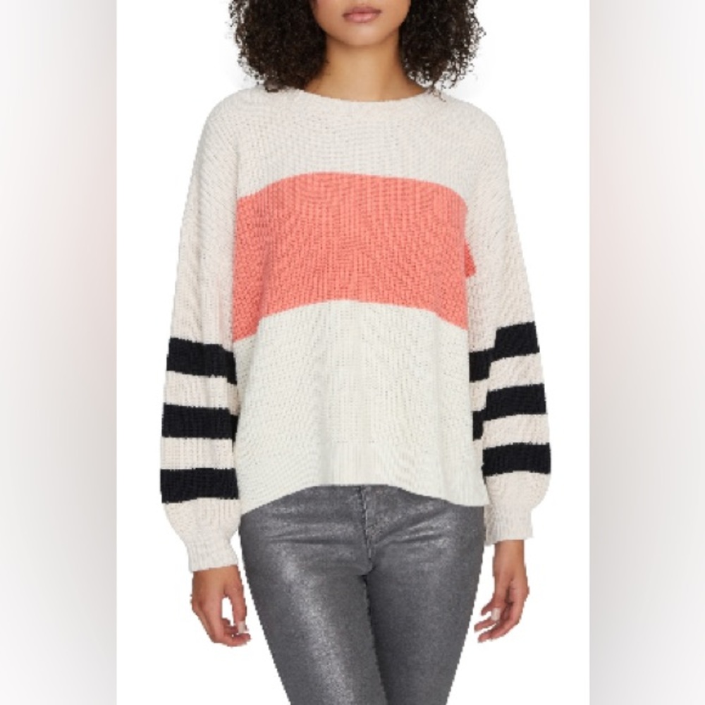 Sanctuary XS Ribbed Color Block Long Sleeve Crewneck Oversized Sweater